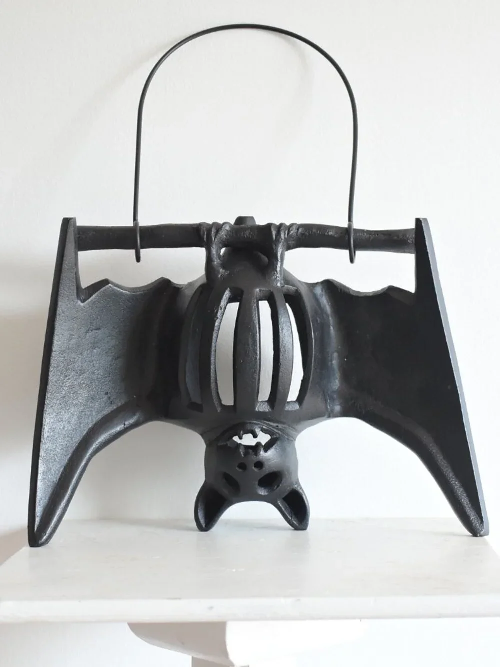 Pottery Barn RARE Vintage Gothic Cast Iron Bat Candle Holder Halloween Decor HTF